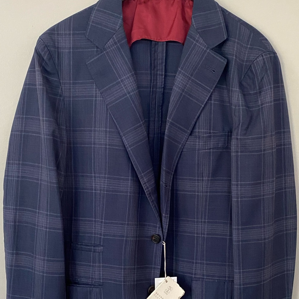 Brunello Cucinelli Navy & Gray Linen & Polyamide Sport Coat NWT - Sz. 40US/50IT